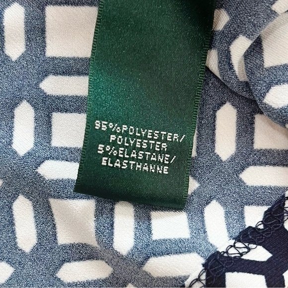 Lauren Ralph Lauren V-Neck Faux Wrap Dress Navy White Size 6 - Picture 14 of 15